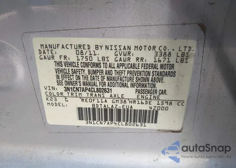 2012 Nissan Versa 1.6 S from USA, damaged, VIN 3N1CN7AP4CL802631